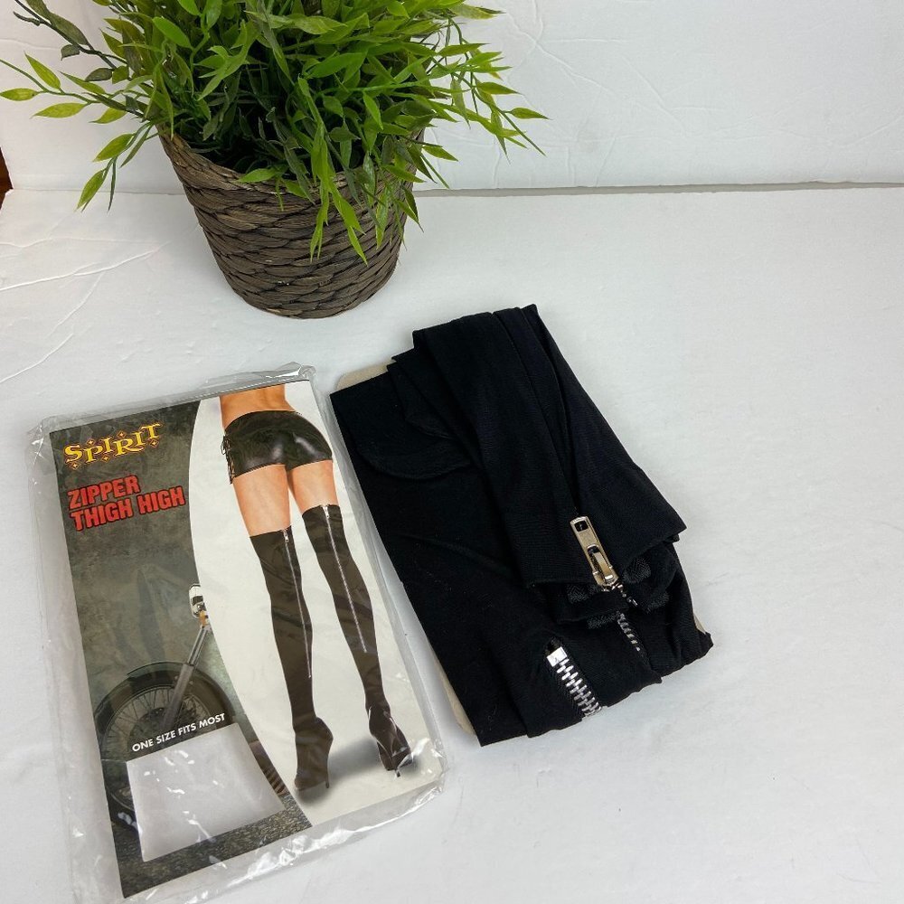 NEW Vintage Zipper Thigh High Black